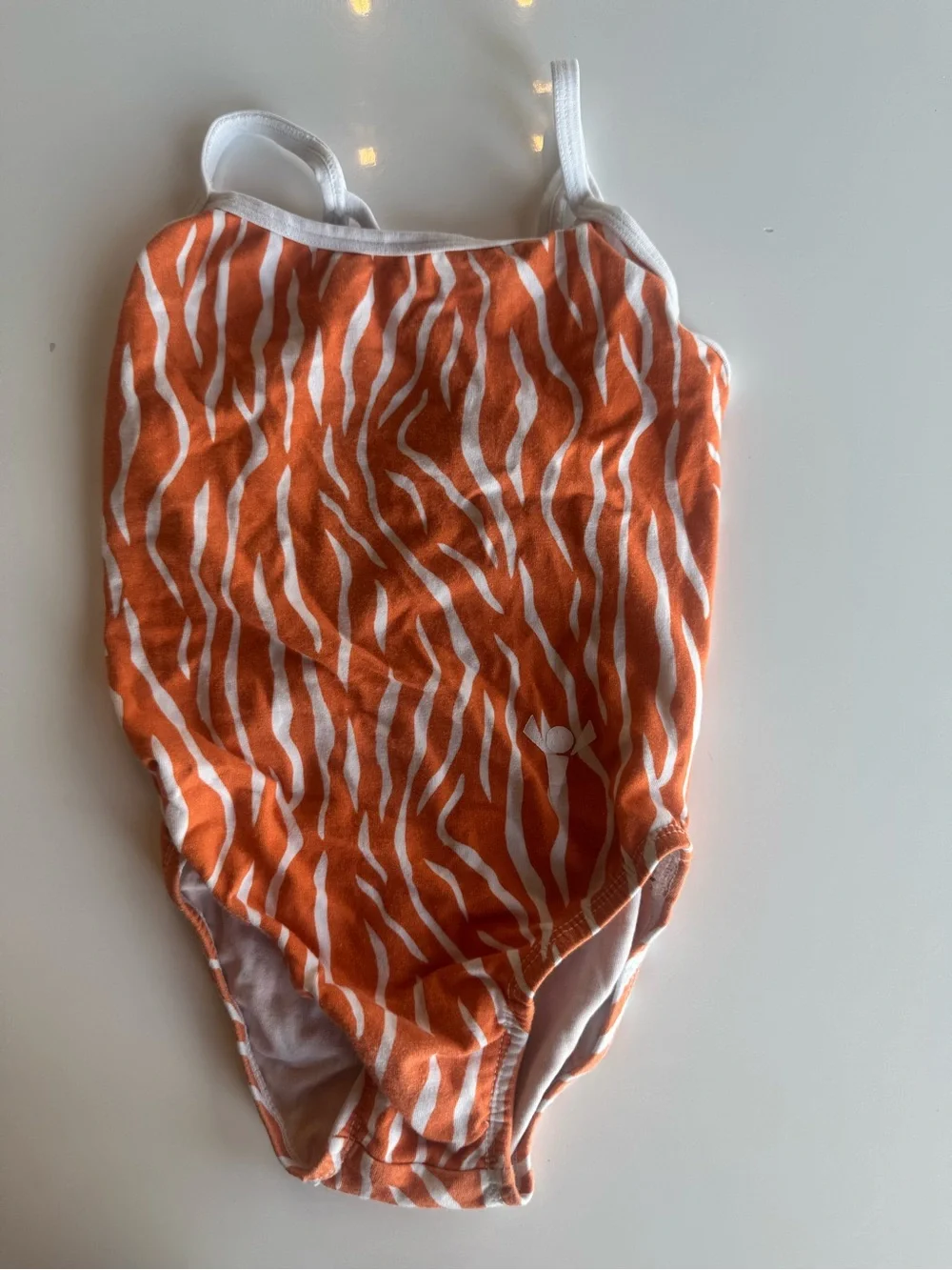Girls Orange Zebra-Print Dance Leotard